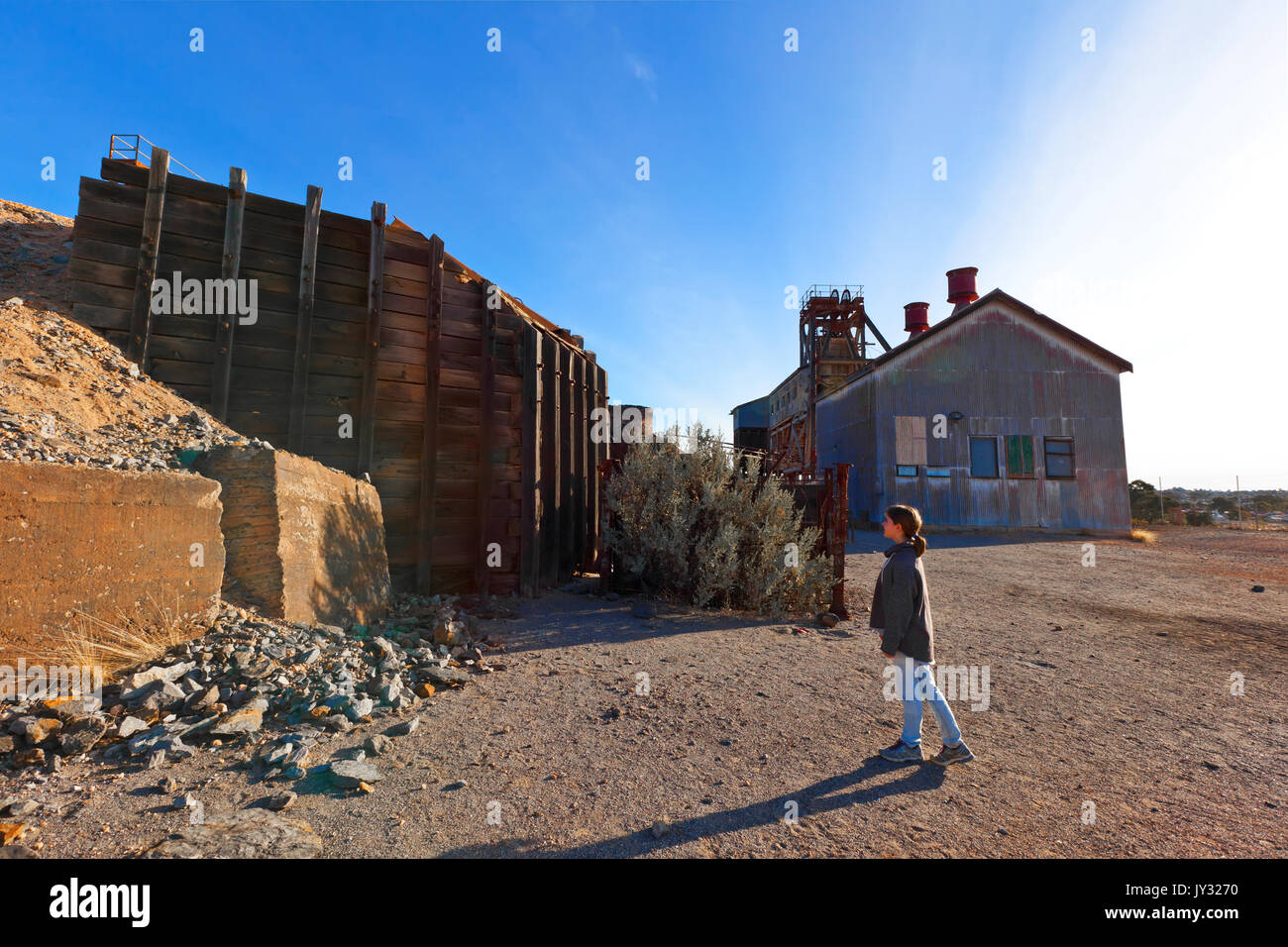 The old Browne's Shaft which was owned by the Junction Mine in Broken Hill. One of the smaller shafts and it was eventually closed in 1972. Stock Photo