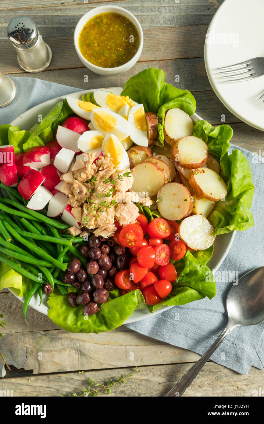 Homemade French Salad Nicoise with Tuna Potatoes Egg and Green Beans