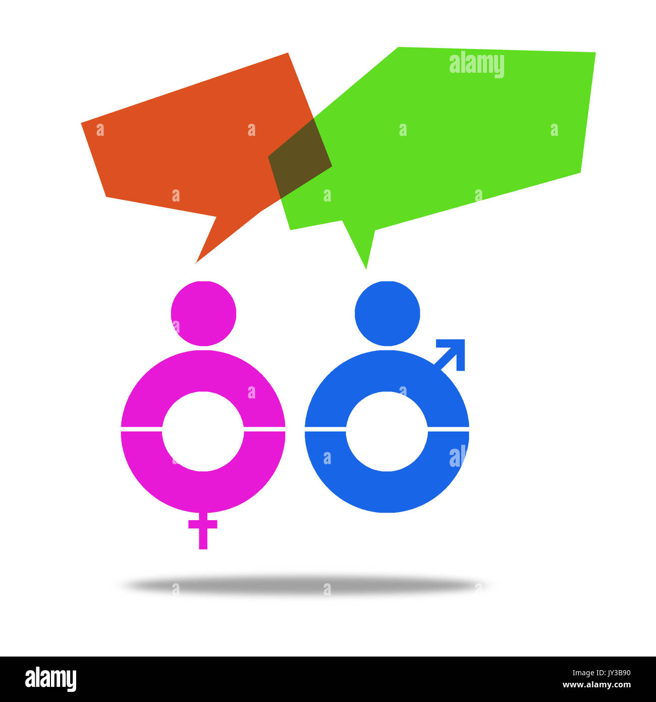 Male female talking concept image with hi-res rendered artwork that could be used for any graphic design. Stock Photo