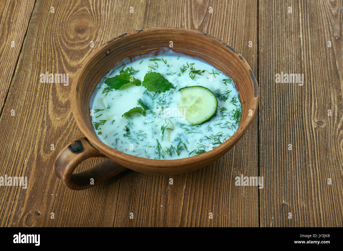 Cacik - Turkish yoghurt and cucumber. Stock Photo