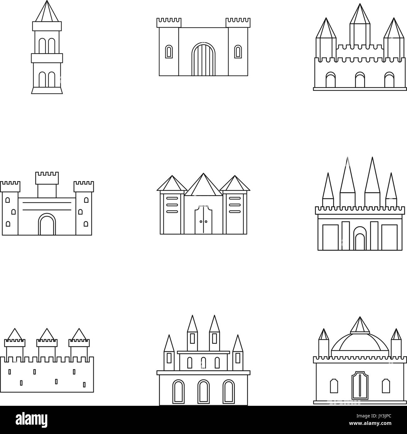 Ancient fortresses icon set, outline style Stock Vector Image & Art - Alamy