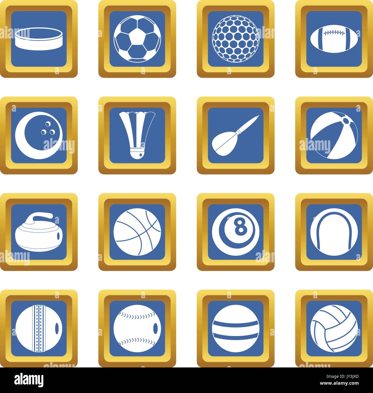 Sport balls icons set blue Stock Vector Image & Art - Alamy