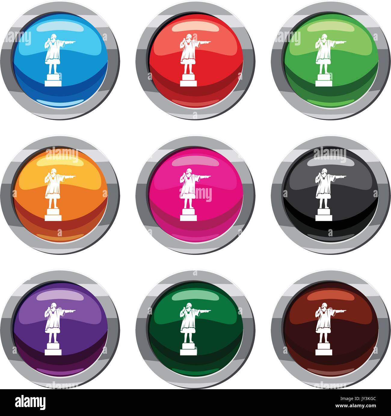 Columbus monument set 9 collection Stock Vector
