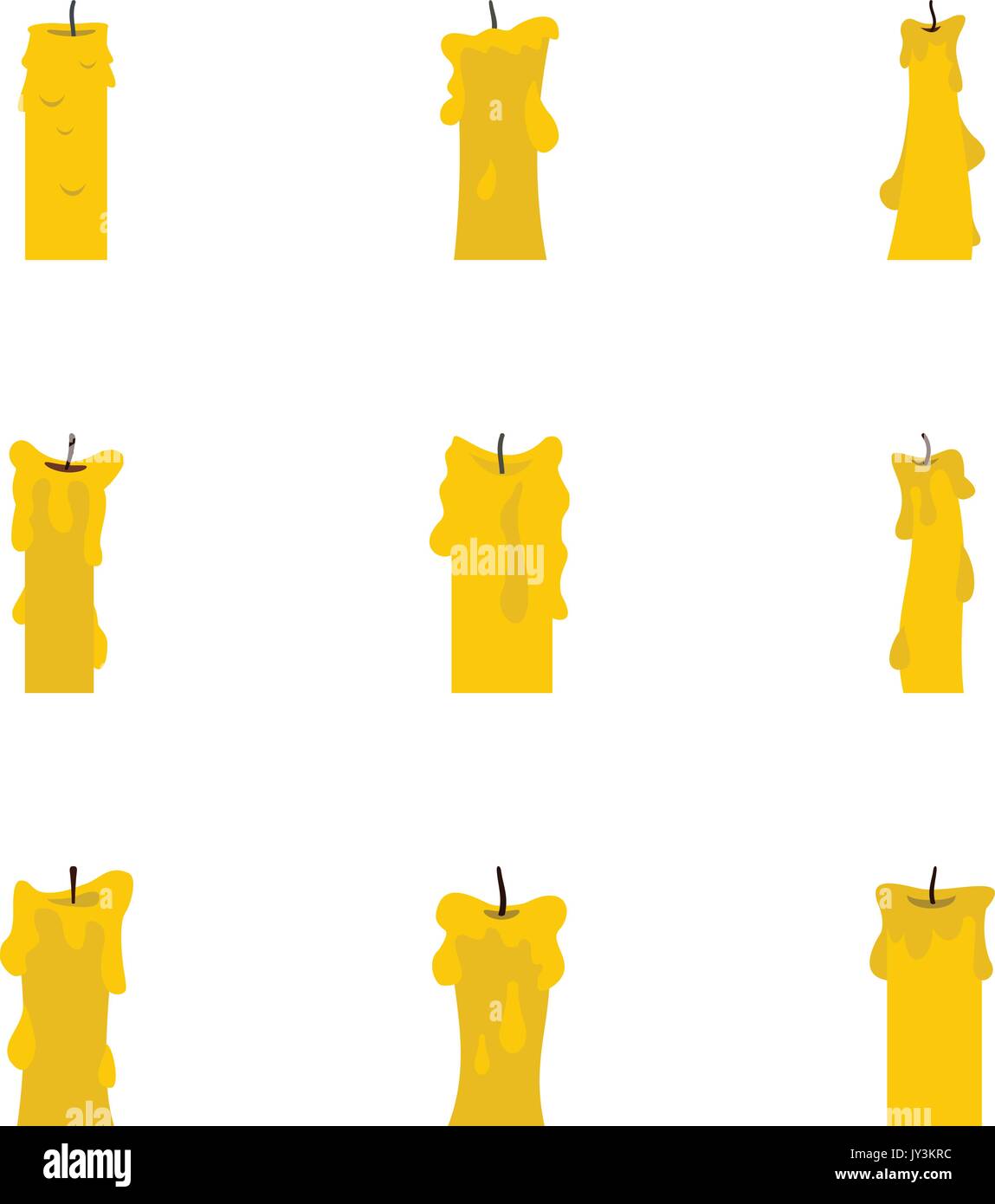 Wax candles icon set, flat style Stock Vector