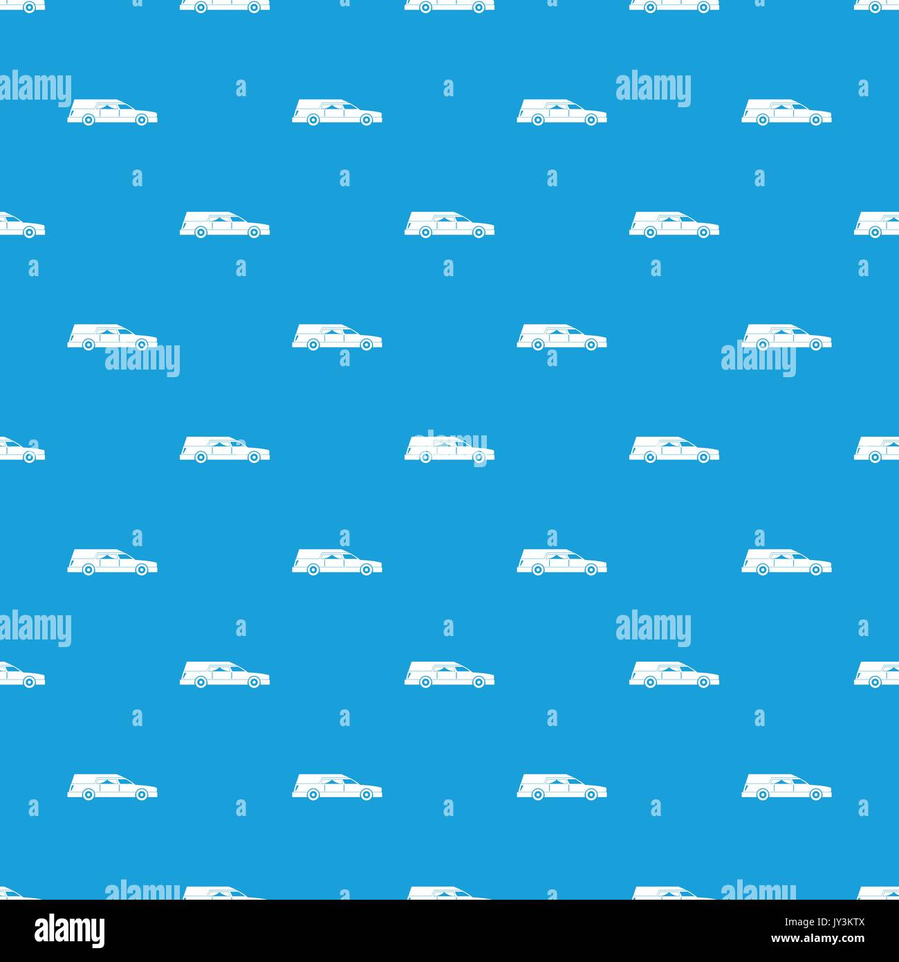 Hearse pattern seamless blue Stock Vector