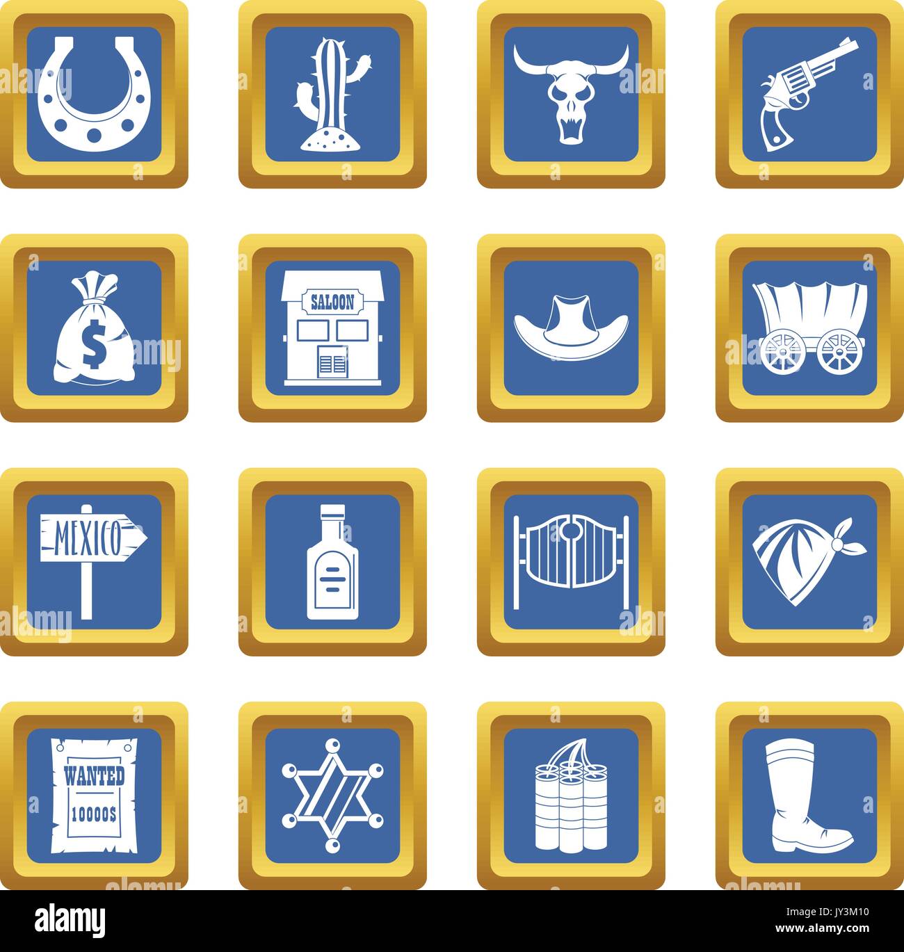 Wild west icons set blue Stock Vector Image & Art - Alamy