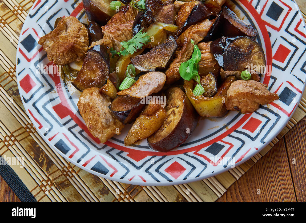 Japanese Eggplant with pork and Thai basil stir-fry Stock Photo - Alamy