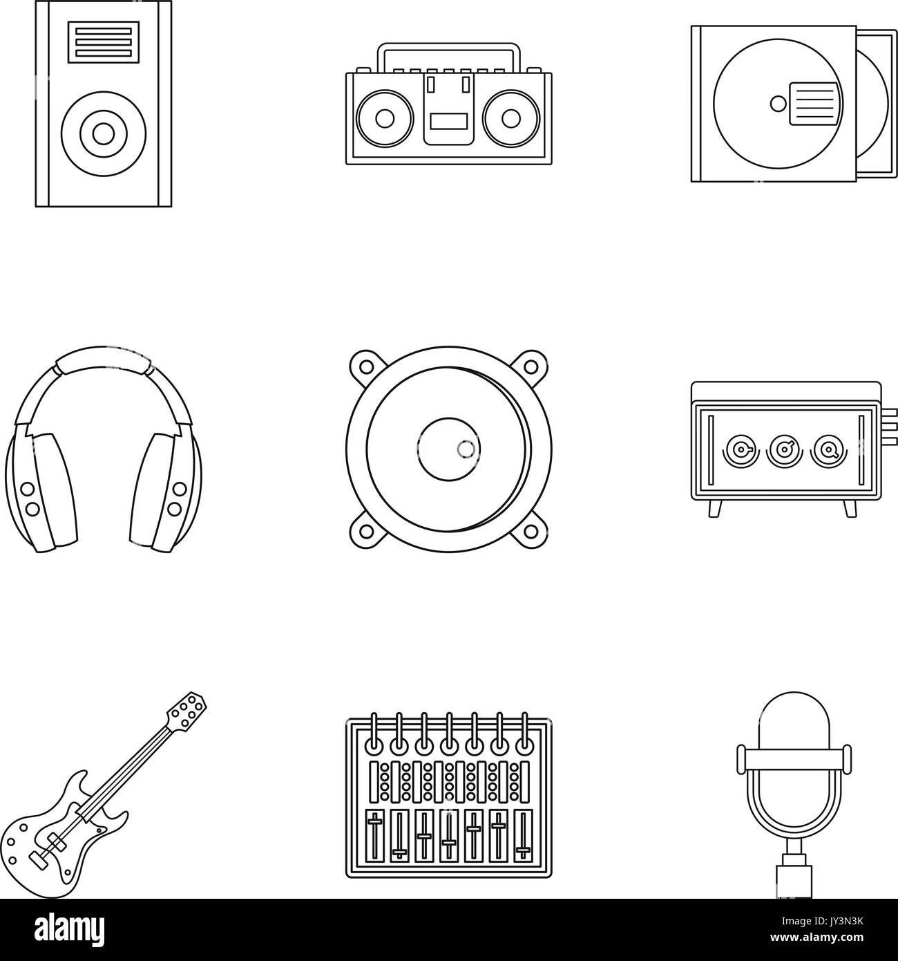 Music recording icon set, outline style Stock Vector Image & Art - Alamy