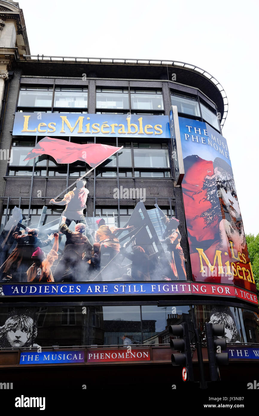 The Queen's Theatre in Shaftesbury Avenue, London hosting Les Miserables, a West End success Stock Photo