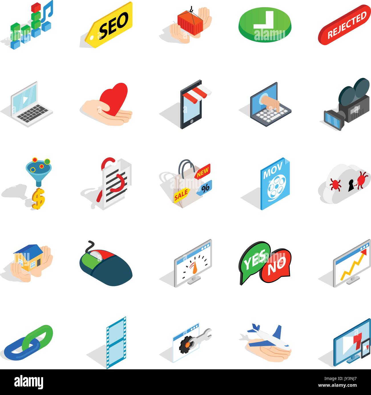 Informative icons set, isometric style Stock Vector