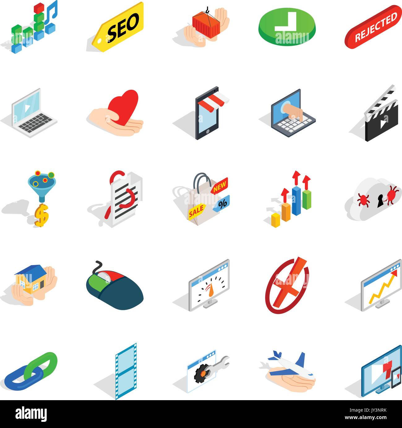 Precaution icons set, isometric style Stock Vector