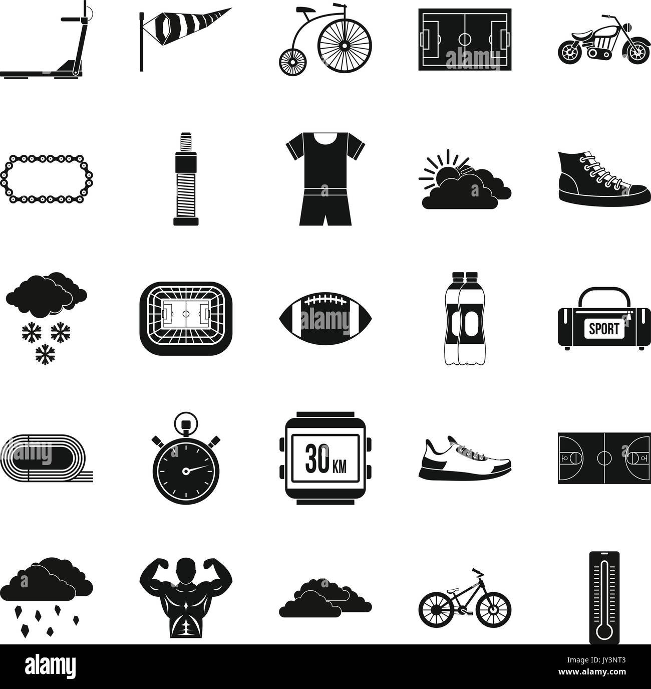 Bicycling icons set, simple style Stock Vector