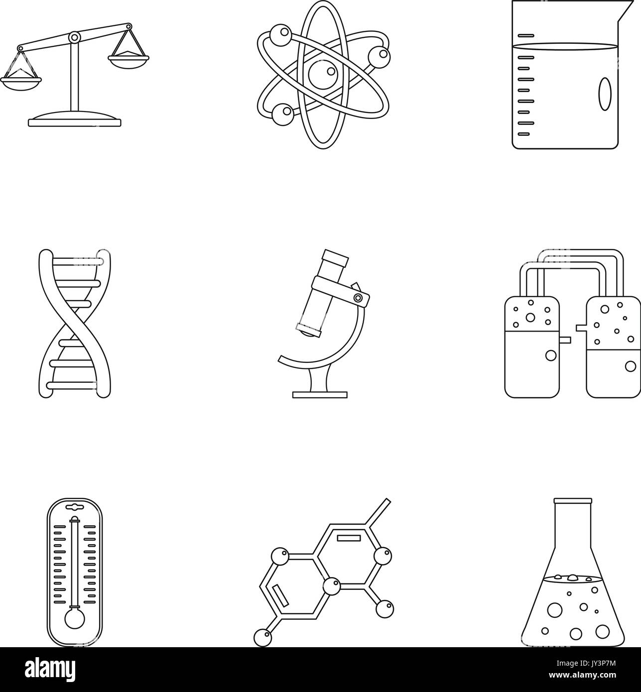 Chemical laboratory icon set, outline style Stock Vector Image & Art
