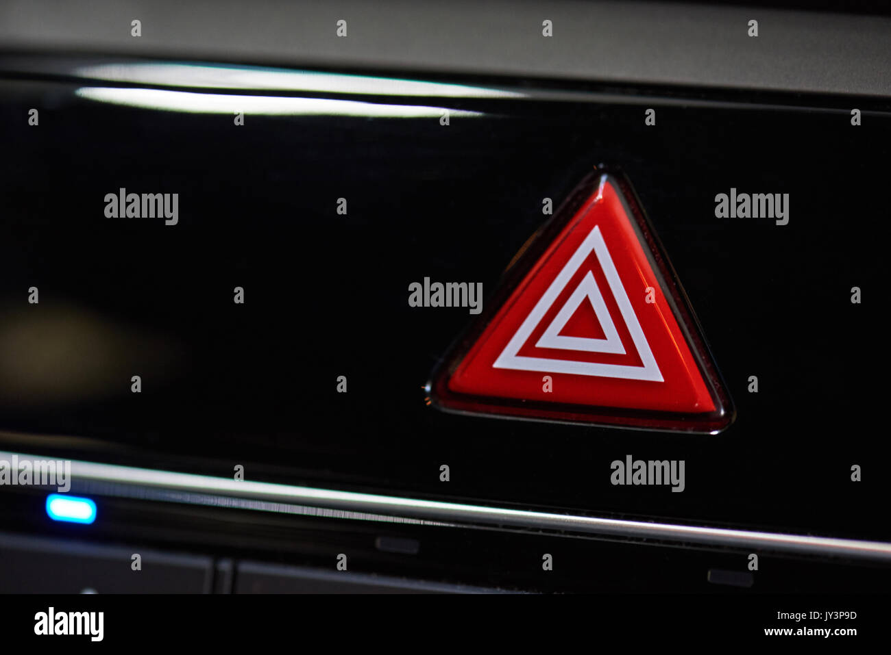 Emergency stop button on modern car interior close-up Stock Photo