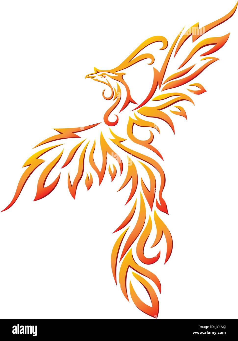 Colorful Dancing Phoenix Illustration Vector Stock Vector