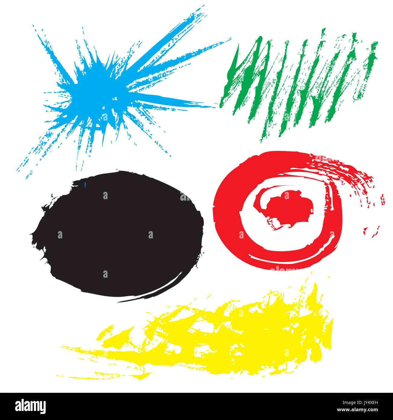 Colorful Retro Vector Stains, Blots, Splashes Set, hand drawn Stock Vector