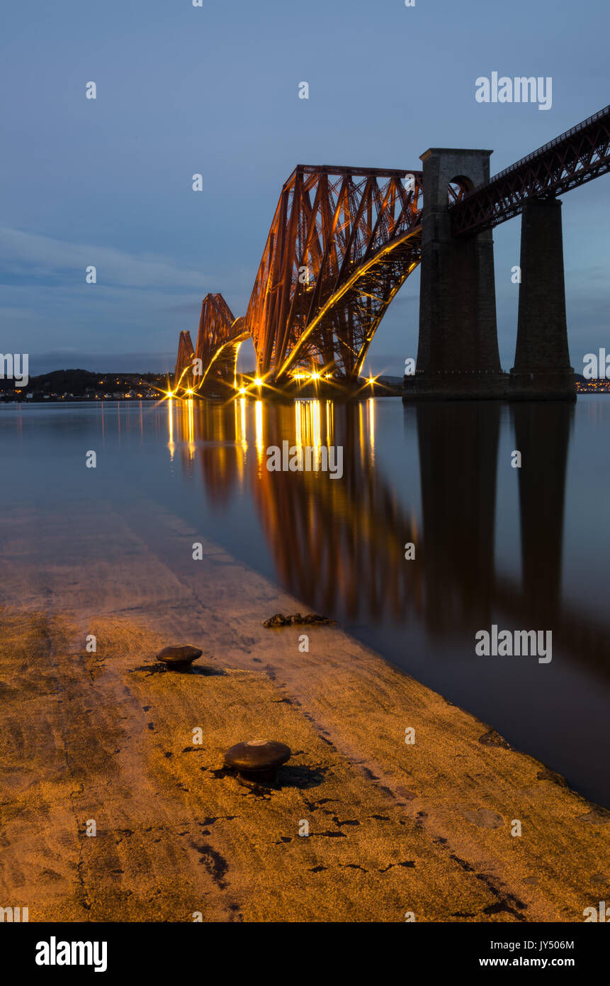 Dawn at the Forth Rail Bridge, South Queensferry, Firth of Forth, Scotland Stock Photo
