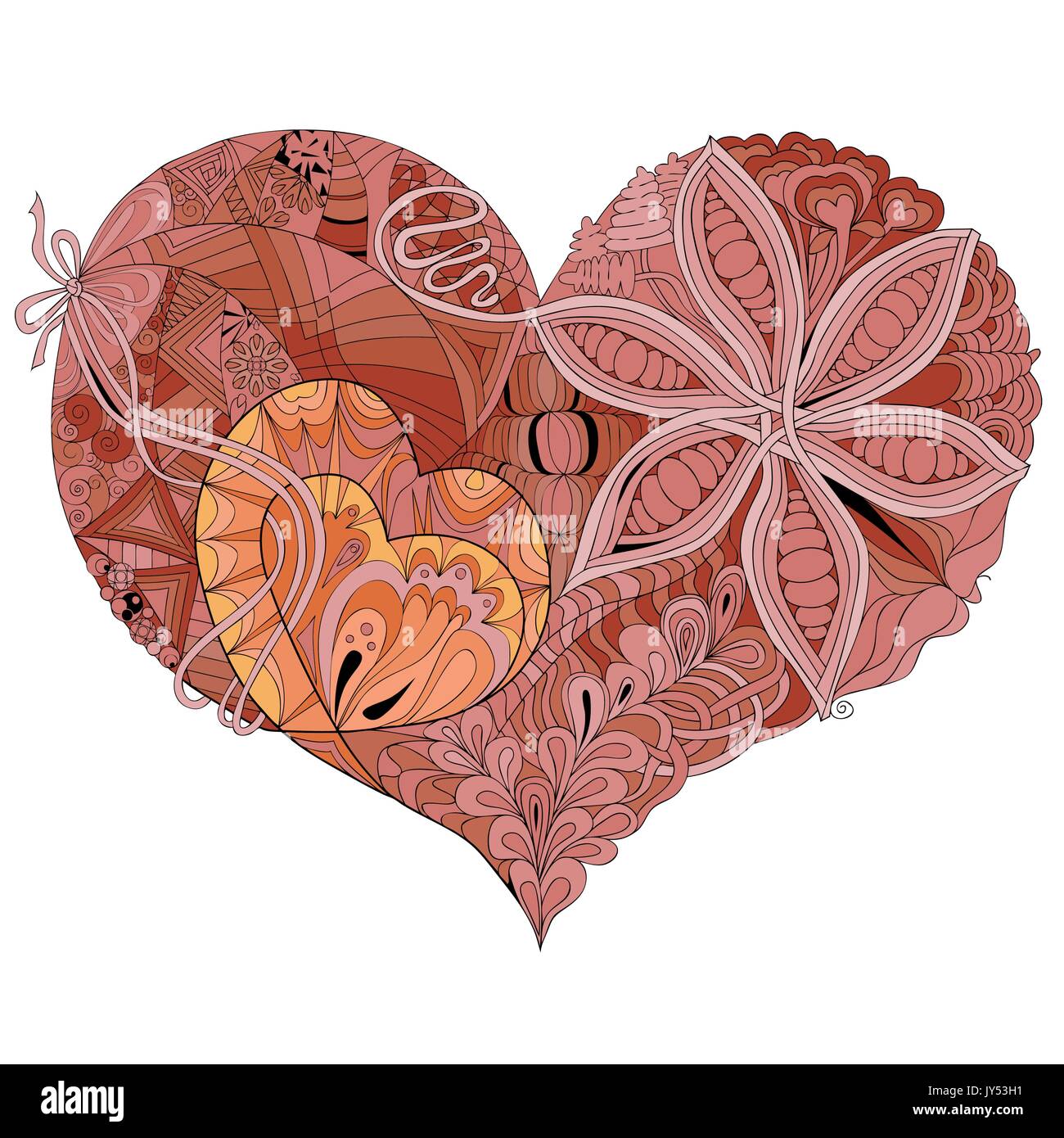 Sketchy doodle heart pink-red illustration Stock Vector Image & Art - Alamy