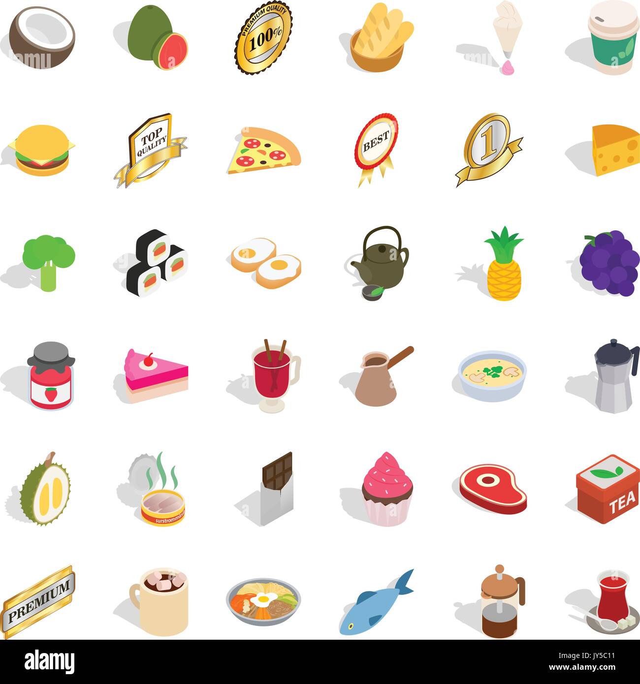 Fruit drink icons set, isometric style Stock Vector