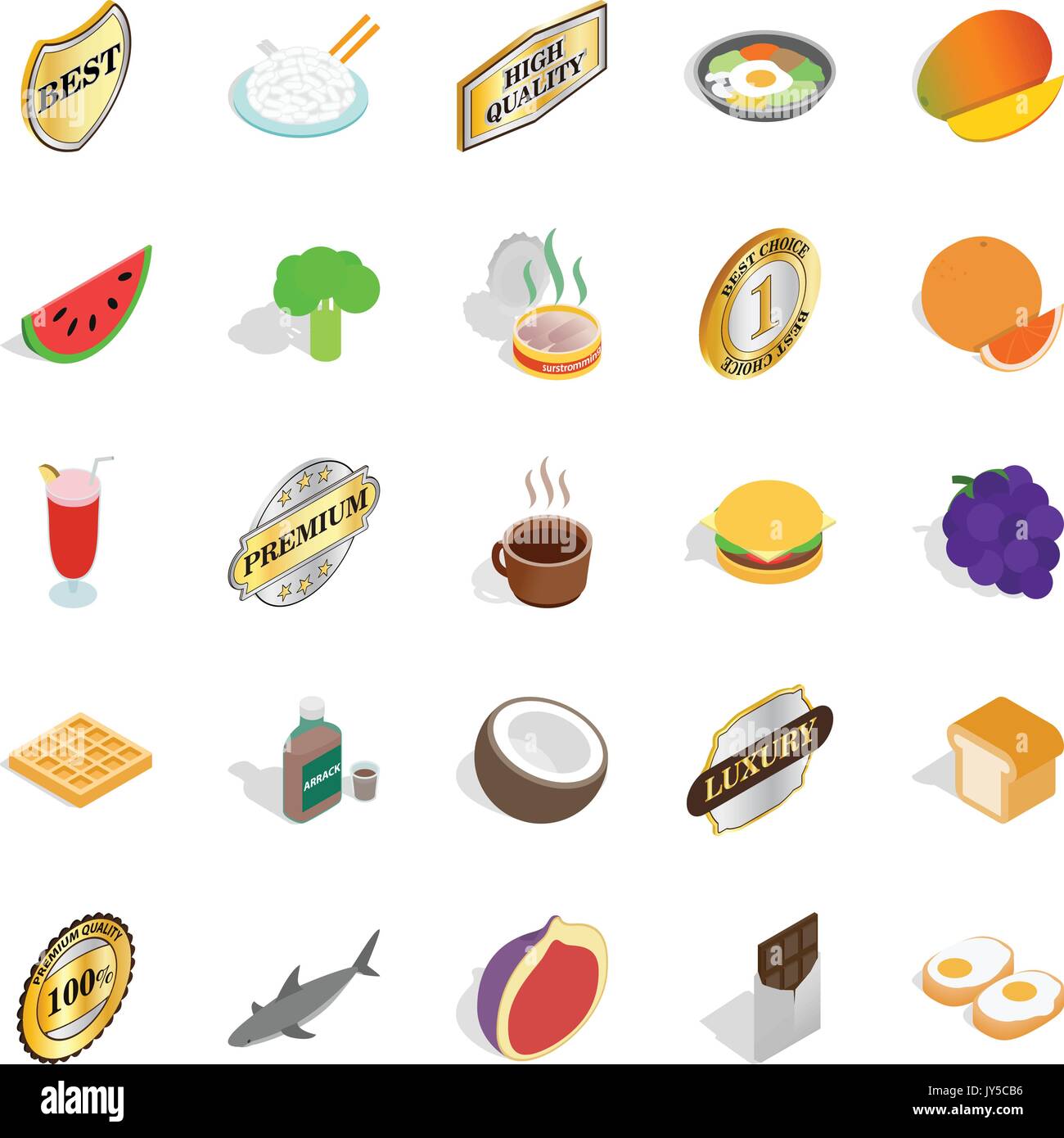 Crockery icons set, isometric style Stock Vector
