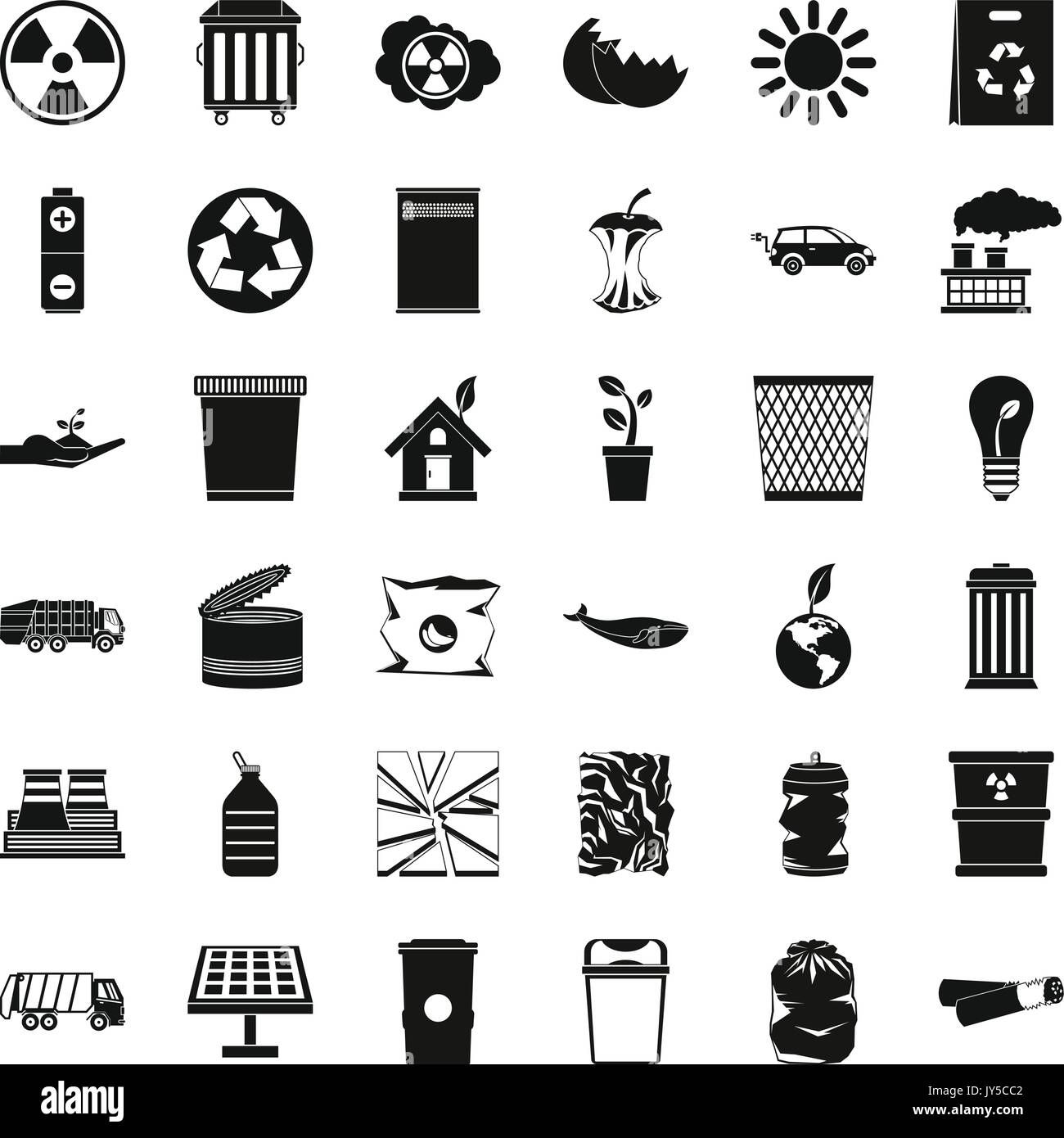 Recycling icons set, simple style Stock Vector