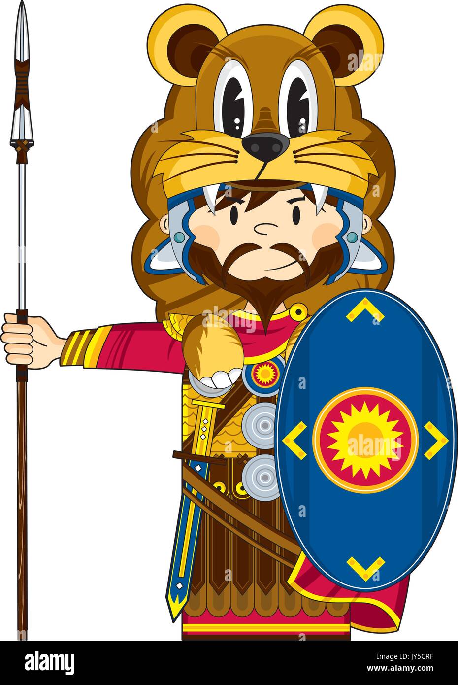 Cute Cartoon Ancient Roman Centurion Lion Soldier with Sword and Shield ...
