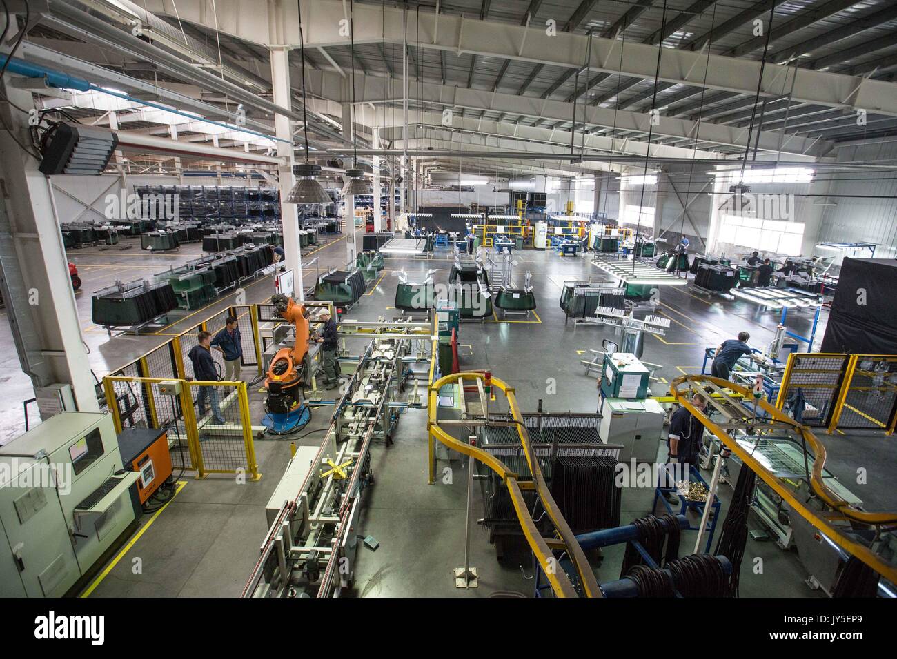 Kaluga. 18th July, 2017. Photo taken on July 18, 2017 shows the Russian factory of China's Fuyao Glass Industry Group Co. in Kaluga, Russia. Fuyao Group is a well-known Chinese enterprise that specializes in producing automobile safety glass and industrial technological glass. Fuyao invested in 2011 some 200 million U.S. dollars to build automobile-level float glass production lines in Kaluga. Credit: Wu Zhuang/Xinhua/Alamy Live News Stock Photo