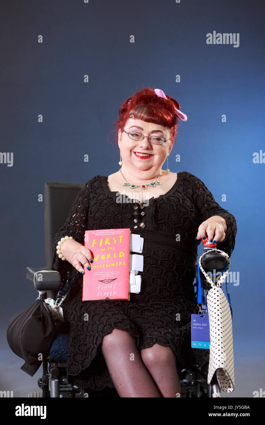 Edinburgh, Scotland 18th August. Day 7 Edinburgh International Book Festival. Pictured: Penny Pepper, writer and well-known rights activist. Credit: Pako Mera/Alamy Live News Stock Photo