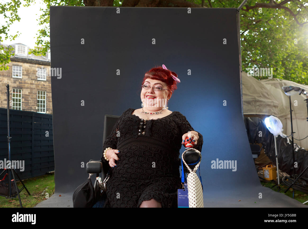 Edinburgh, Scotland 18th August. Day 7 Edinburgh International Book Festival. Pictured: Penny Pepper, writer and well-known rights activist. Credit: Pako Mera/Alamy Live News Stock Photo