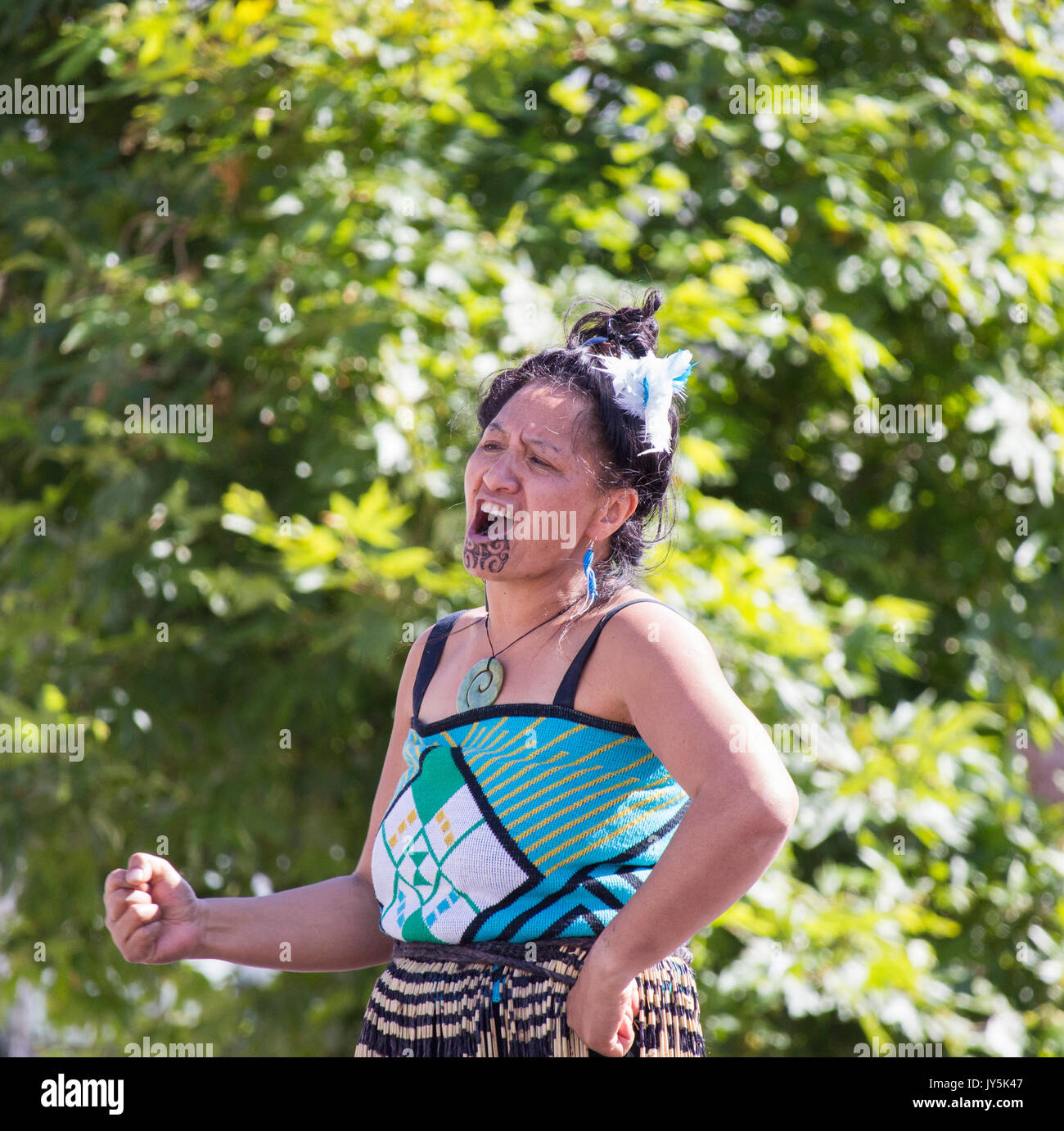 Maori dancers from New Zealand performing the Haka at Billingham