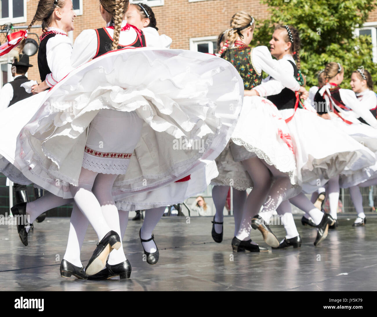 Dancers from Hungary performing at the 2017 Billingham International Folklore Festival of World Dance. Billingham, England, UK. Stock Photo