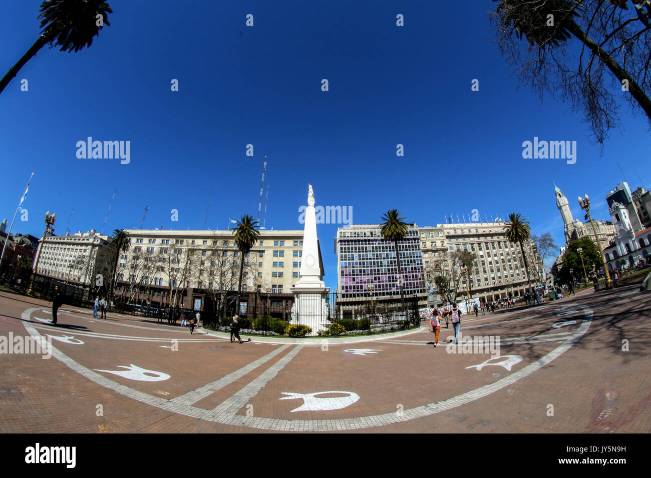 Buenos Aires, Argentina. 18th August, 2017. View of Plaza de Mayo, Mayo Square, with painting of dissapeared people during ´70 and ´80 decades. Credit: Néstor J. Beremblum/Alamy Live News Stock Photo