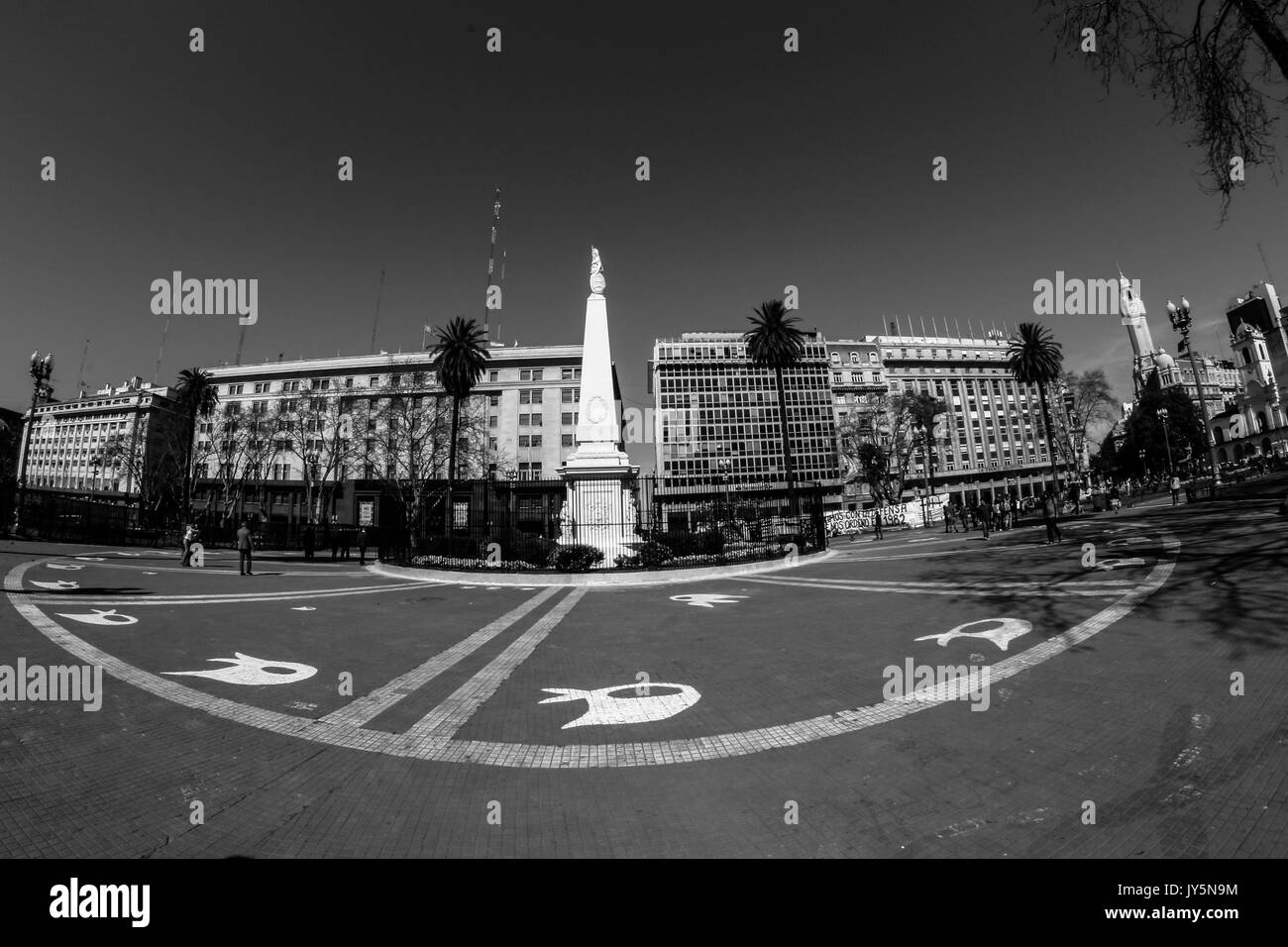 Buenos Aires, Argentina. 18th August, 2017. View of Plaza de Mayo, Mayo Square, with painting of dissapeared people during ´70 and ´80 decades. Credit: Néstor J. Beremblum/Alamy Live News Stock Photo