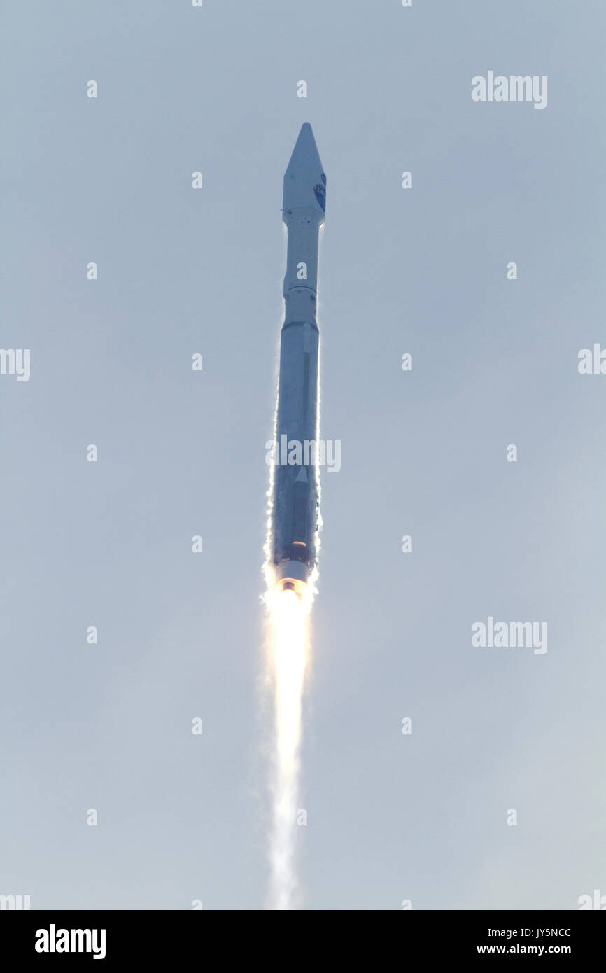 Cape Canaveral, Florida, USA. 18th August, 2017. The United Launch Alliance Atlas V rocket lifts off from Space Launch Complex 41 at Cape Canaveral Air Force Station August 18, 2017 in Cape Canaveral, Florida. The commercial rocket is carrying NASA's Tracking and Data Relay Satellite, TDRS-M to orbit. Credit: Planetpix/Alamy Live News Stock Photo