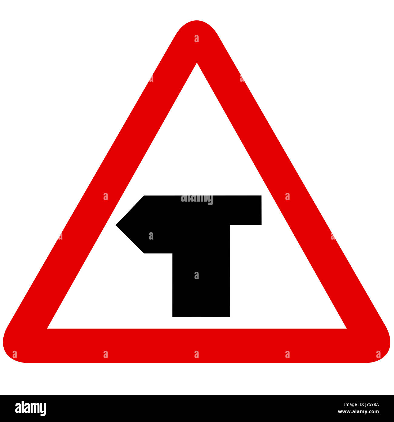 T junction with priority over vehicles from the right road sign on white background Stock Photo
