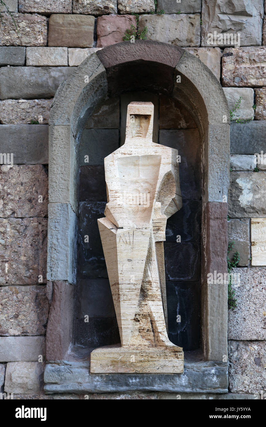 Statue at Montserrat mountain near Barcelona Catalonia Spain Stock Photo
