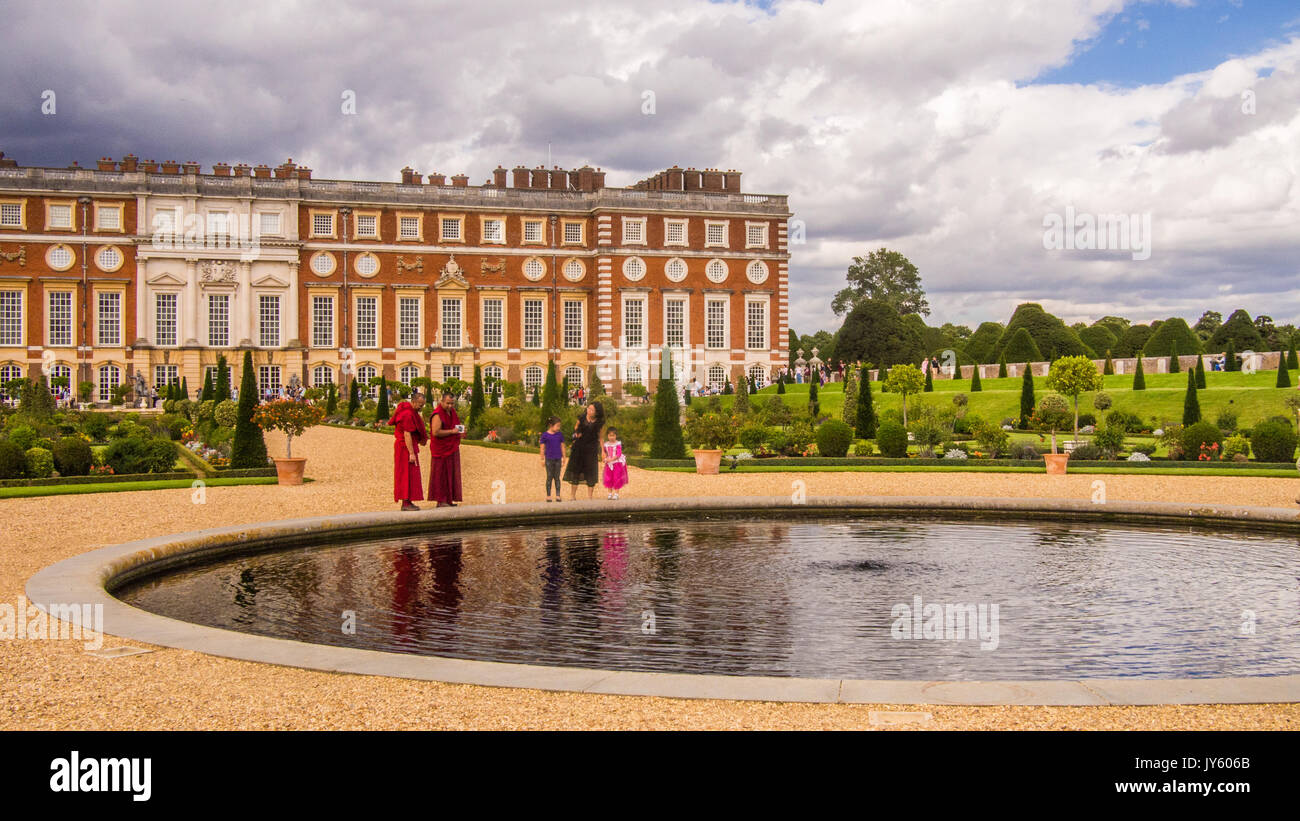 Hampton Court Palace and the Privy Garden Richmond Upon Thames, London. Stock Photo