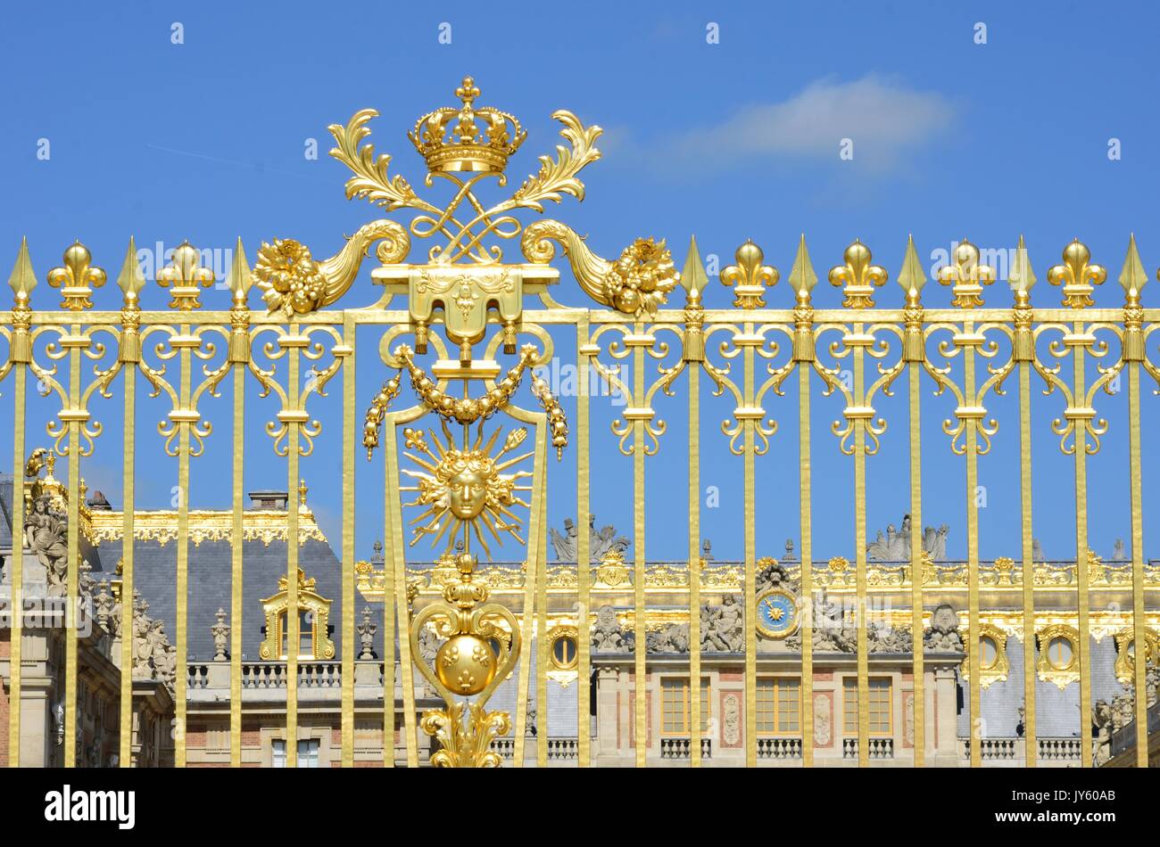 Golden gates at the Palace of Versailles Stock Photo Alamy