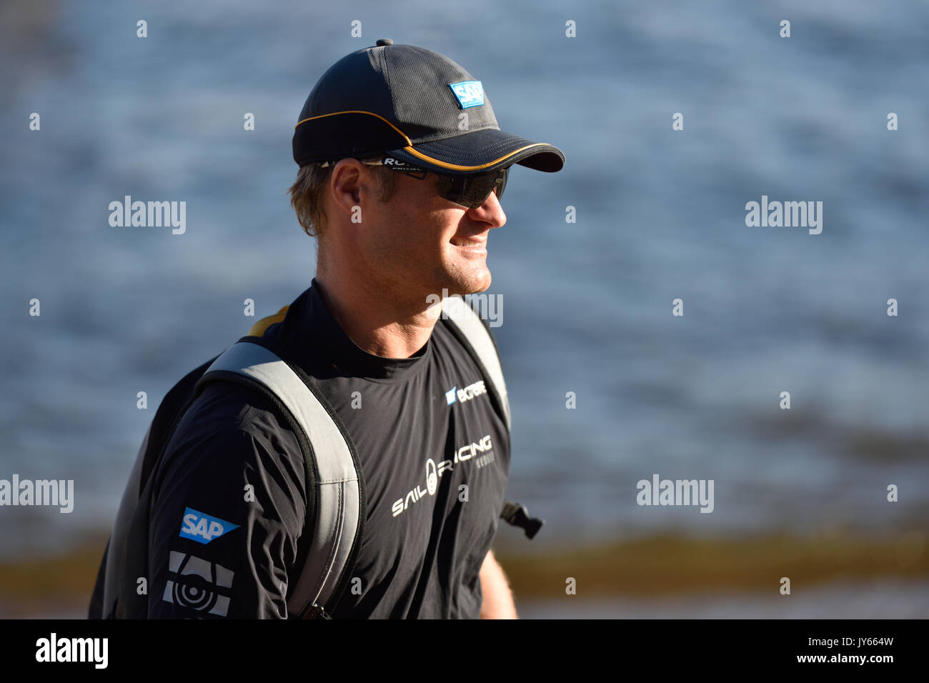 St. Petersburg, Russia - August 21, 2015: Co-skipper and tactician Rasmus  Kostner from the SAP Extreme Sailing Team of Denmark after the 2nd day of  St Stock Photo - Alamy