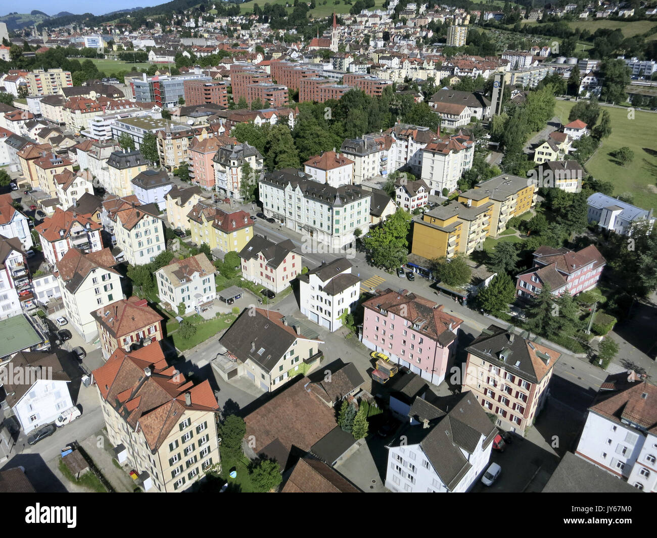 Lachen St. Gallen *** Local Caption *** Saint Gall, St. Gallen, Sankt Gallen, Residential, Center, City, Switzerland, Aerial View, aerial photography, Stock Photo
