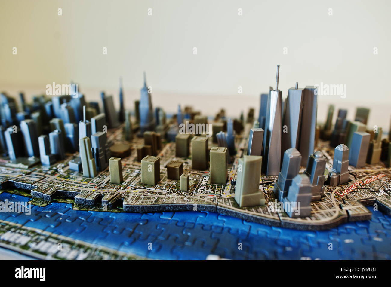 Close-up photo of a 3d New York City map assembled from puzzles Stock Photo  - Alamy