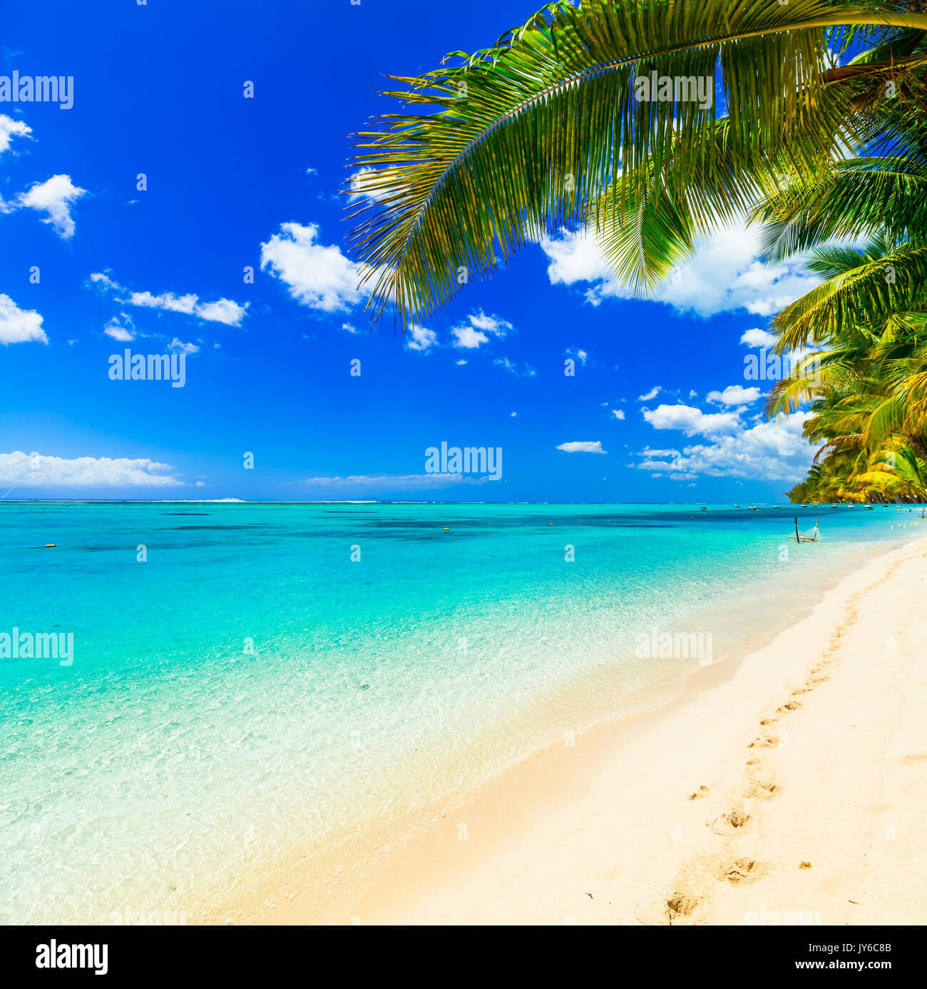 Beautiful beach of Mauritius island. Stock Photo