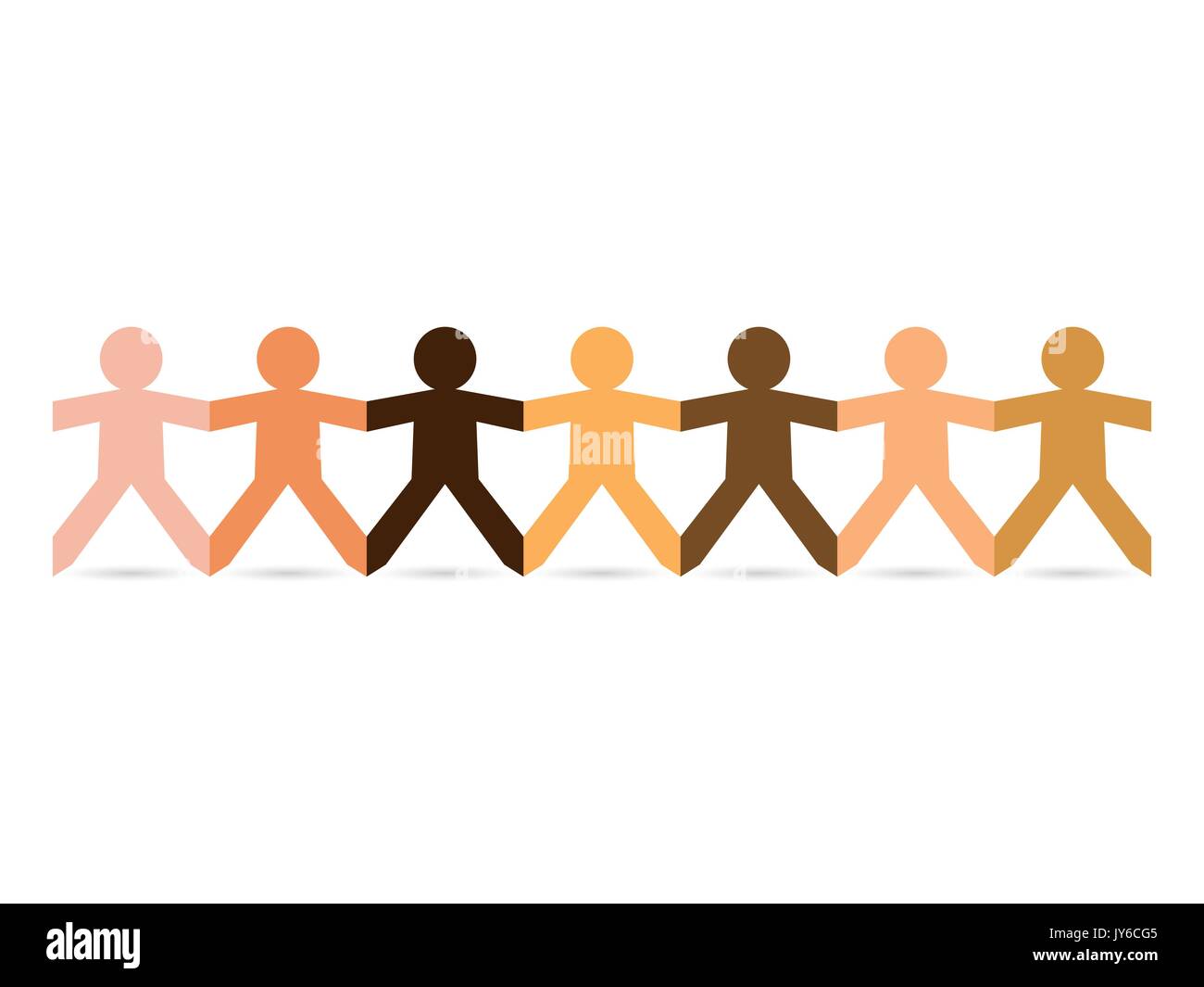 Paper chain cut out people in different skin tone colors Stock Vector Image  & Art - Alamy