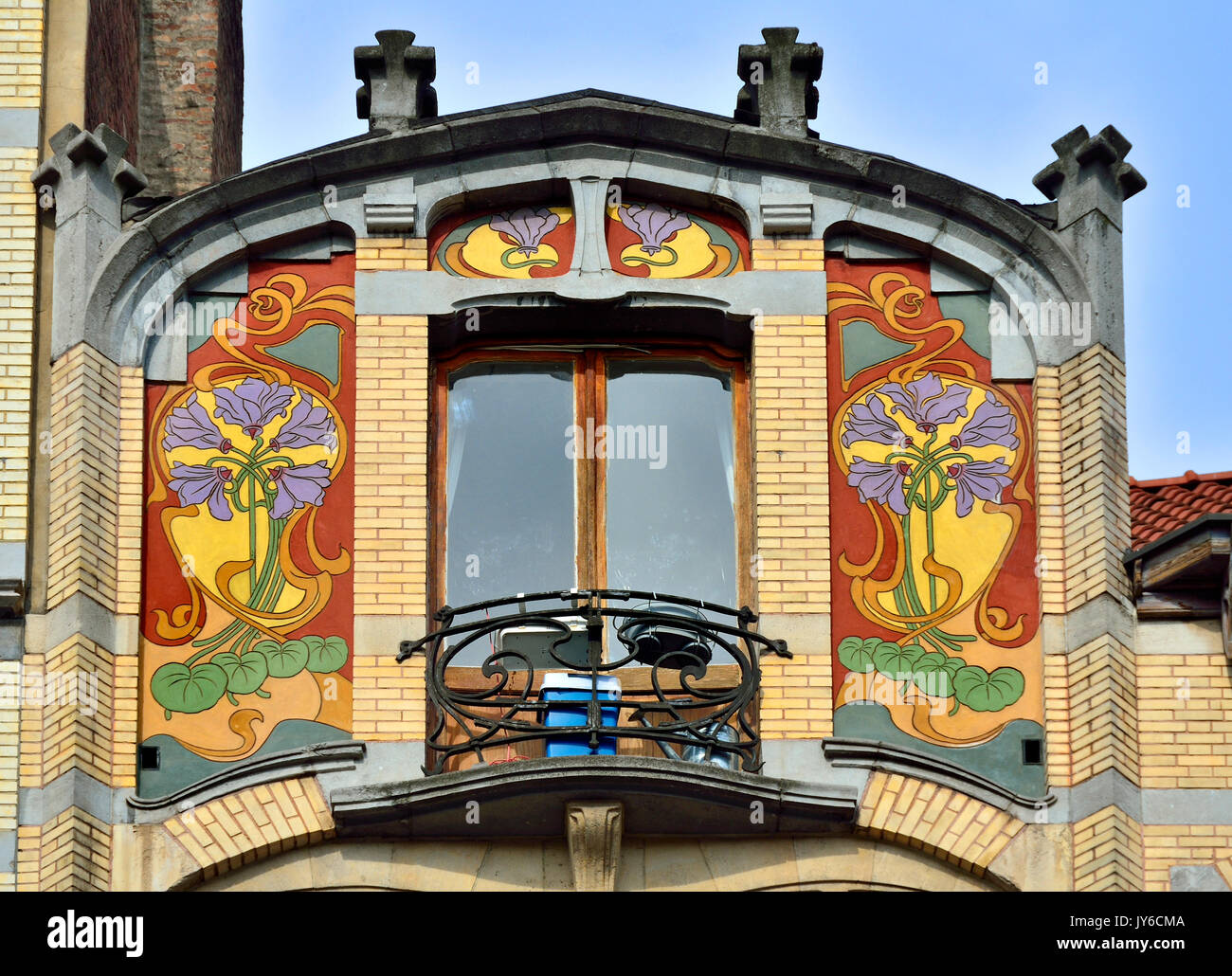 Brussels, Belgium. Art nouveau facade at13 Chaussee de