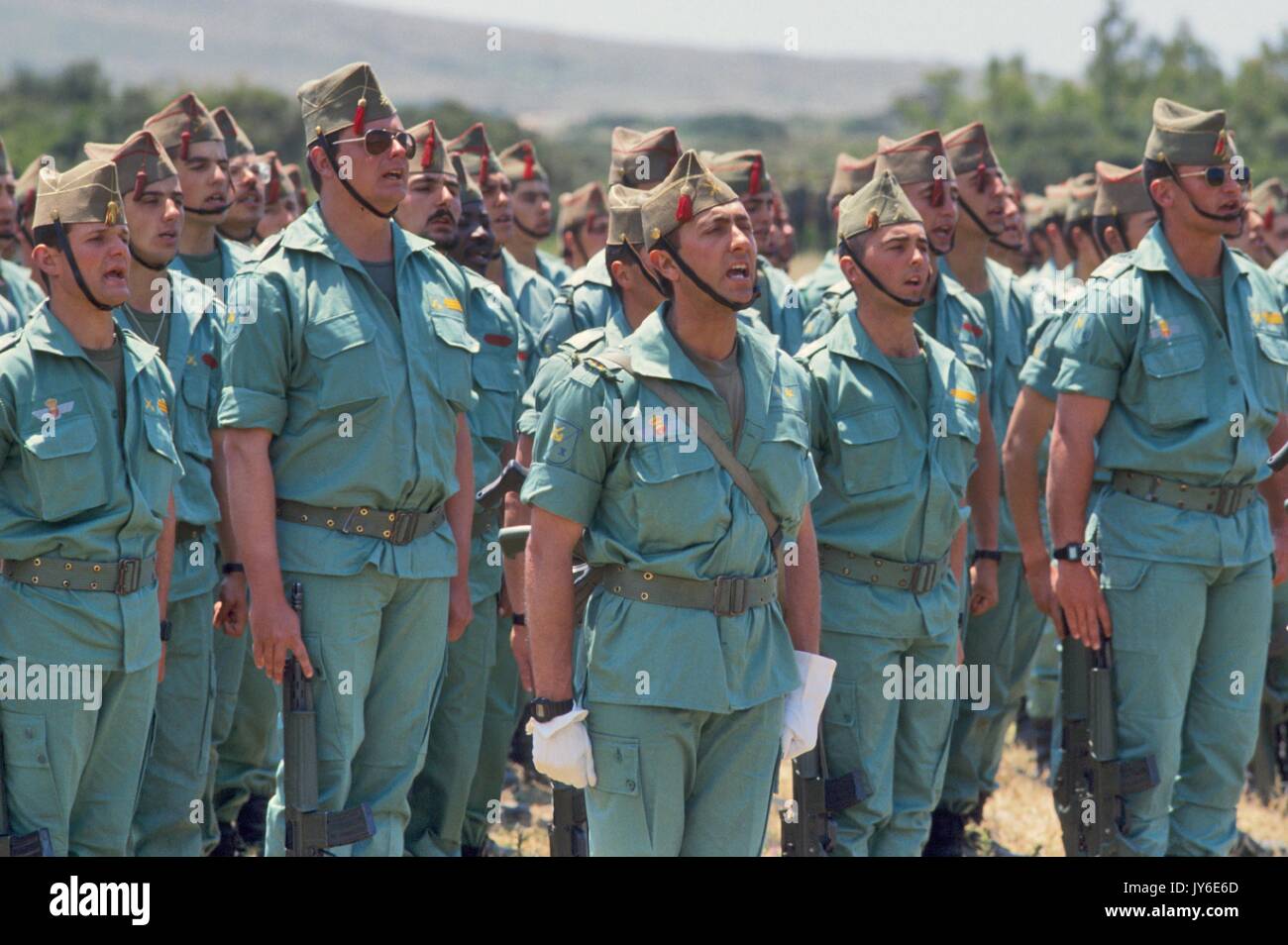 soldiers of "Tercio", the Spanish Foreign Legion (Legion Extranjera) during  NATO exercises at CapoTeulada (Sardinia, Italy Stock Photo - Alamy