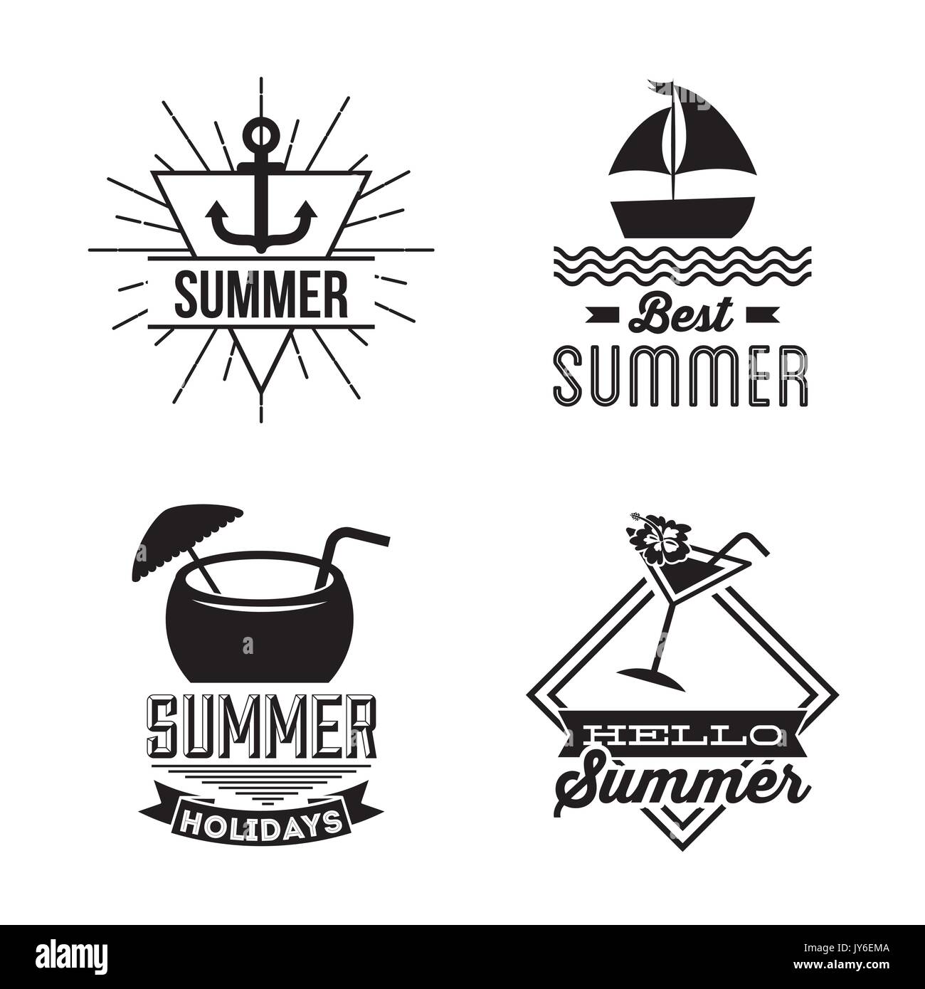 icon set summer flat Stock Vector Image & Art - Alamy