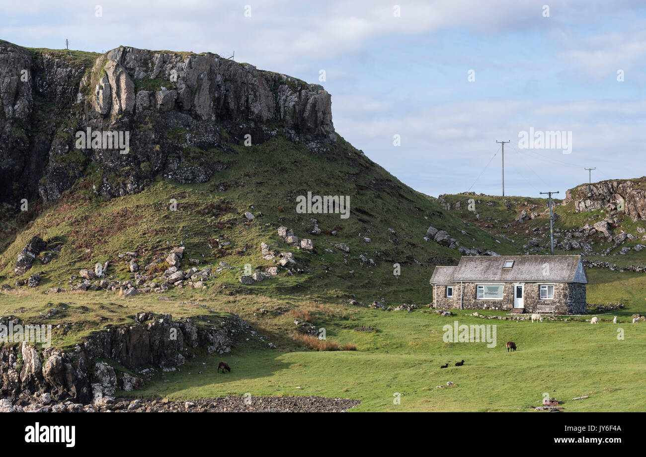 An old black house at Port na Ba on the Isle of Mull Stock Photo