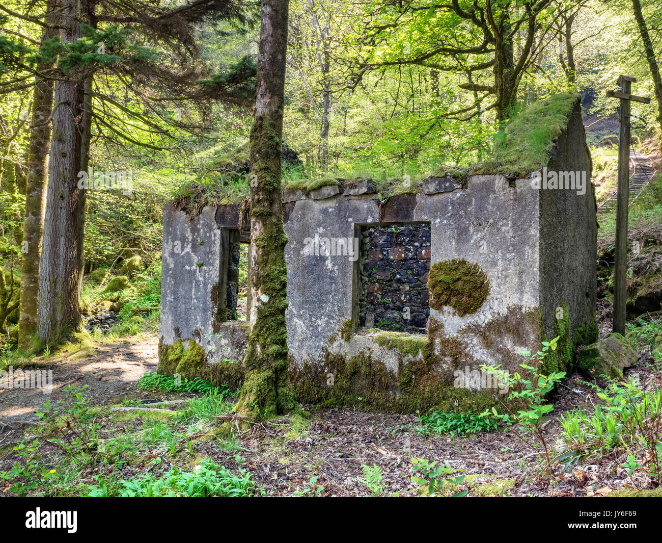 The Old pump house in Aros Park, Isle of Mull Stock Photo