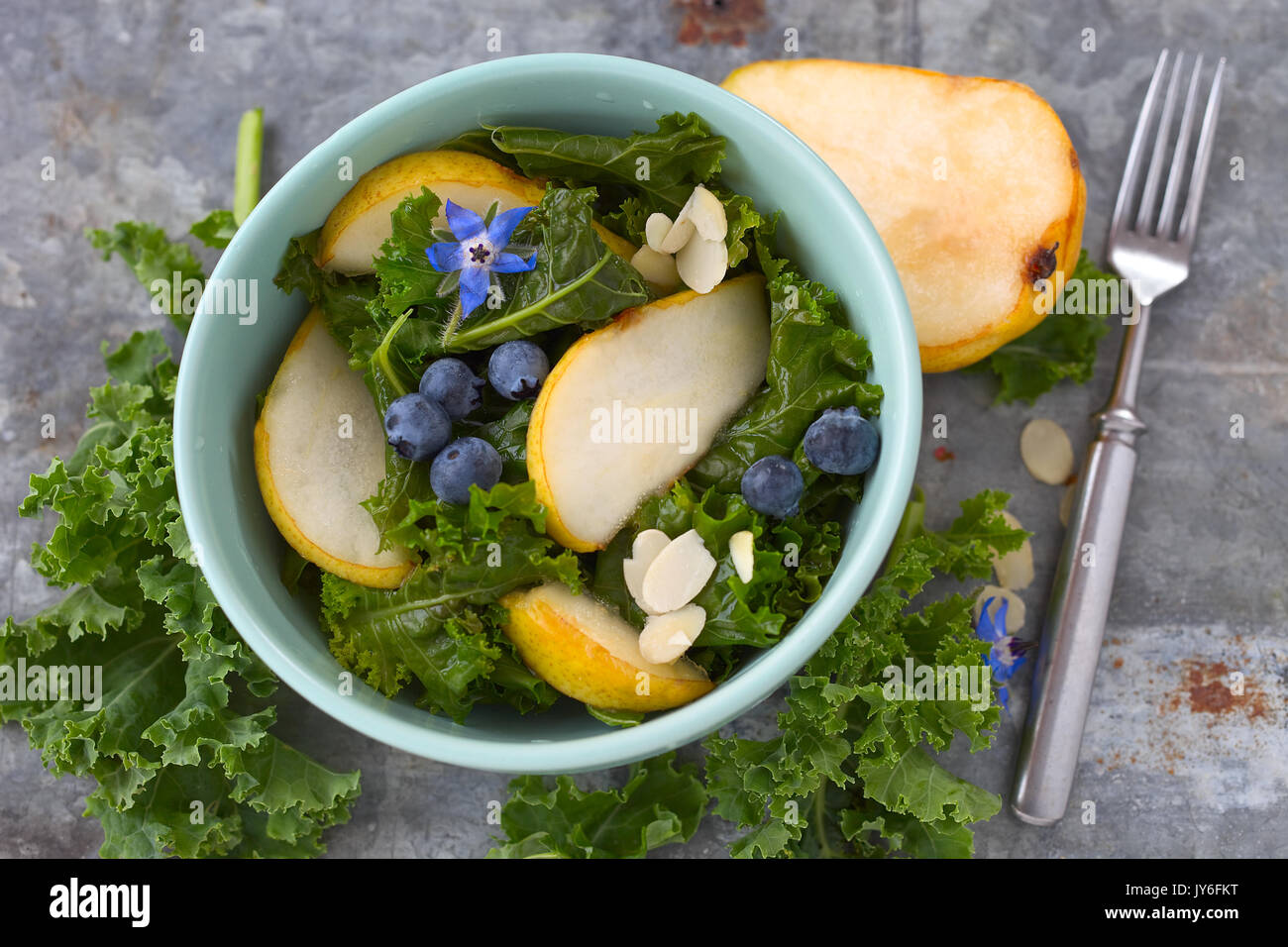 Kale Pear Salad Stock Photo Alamy