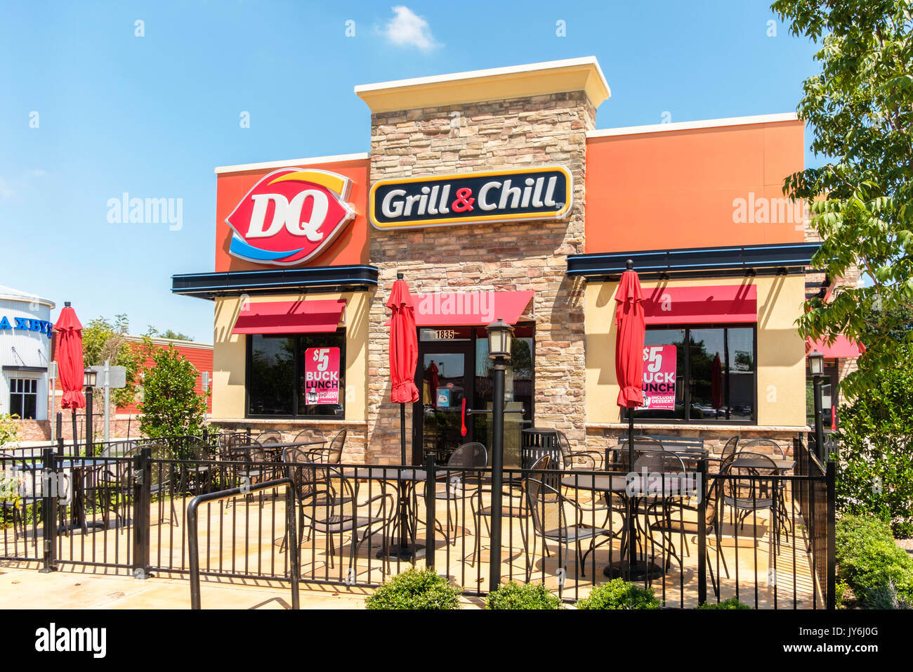 Exterior of DQ, Dairy Queen fast food restaurant in Norman, Oklahoma
